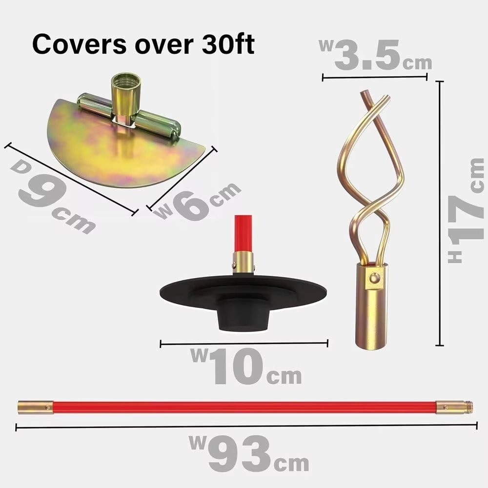 14 Piece Professional 30ft Drain Pole Set Kit Heavy Duty Unlocking Plunger Worm Scraper 9m Cleaning Pole with Carrying Case - Image 13
