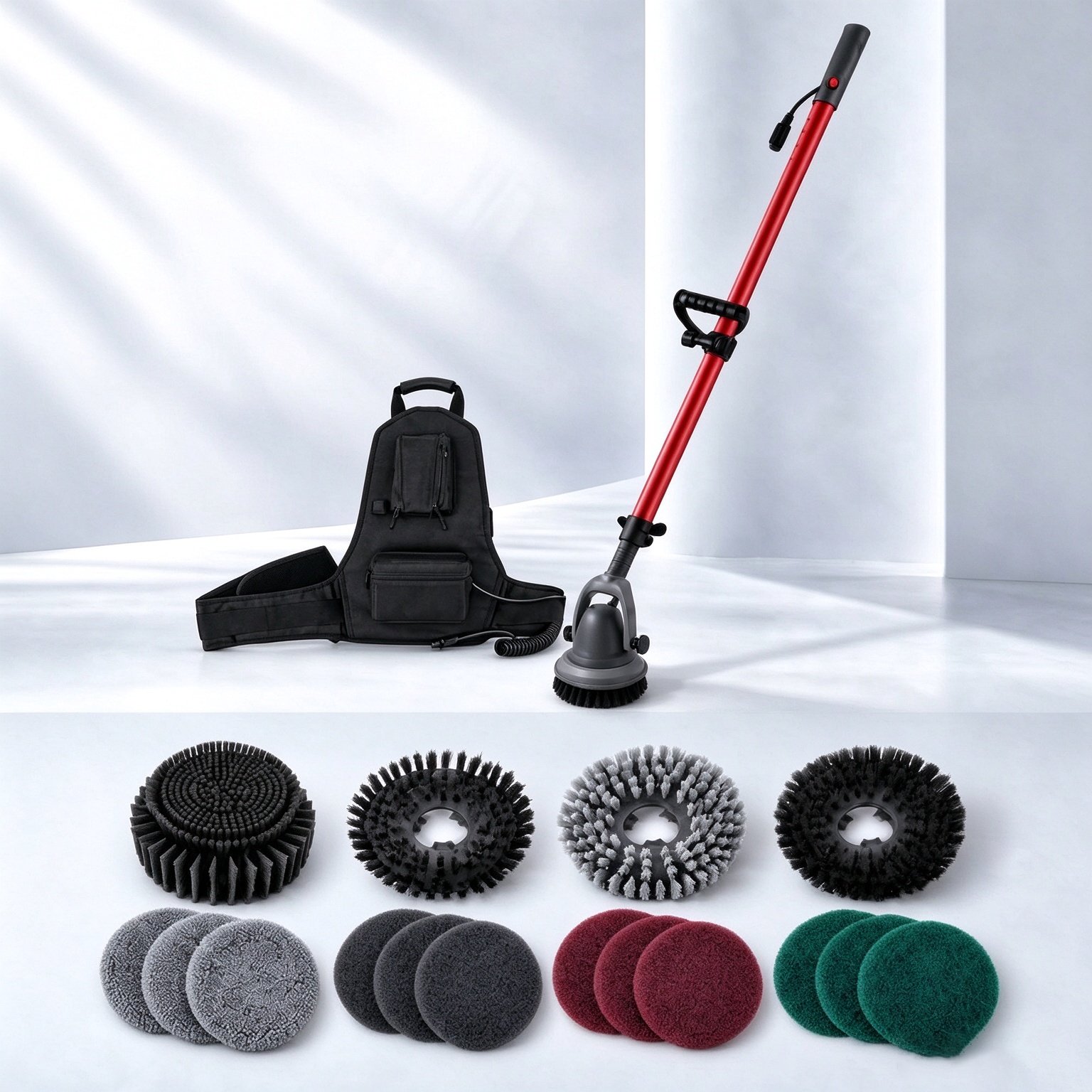 Cordless Telescopic Motor Scrubber 7.5 Inch Electric Floor Cleaning Brush Power Scrubber for Patio Tile Concrete Pool Deck