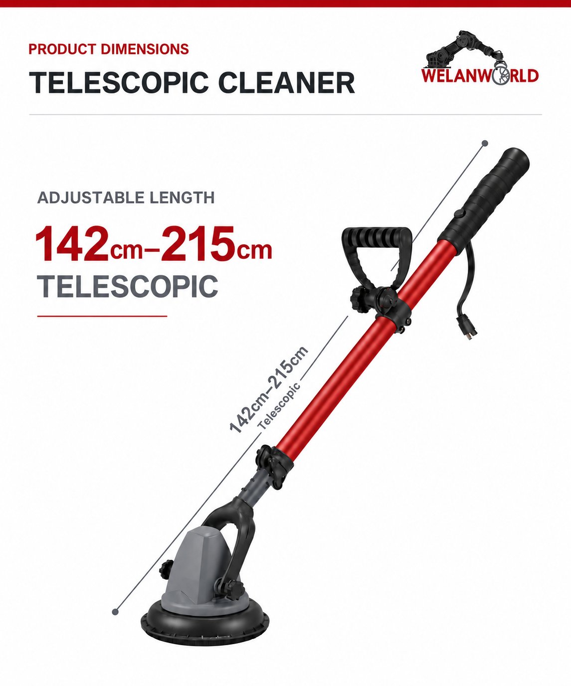 Cordless Telescopic Motor Scrubber 7.5 Inch Electric Floor Cleaning Brush Power Scrubber for Patio Tile Concrete Pool Deck - Image 2