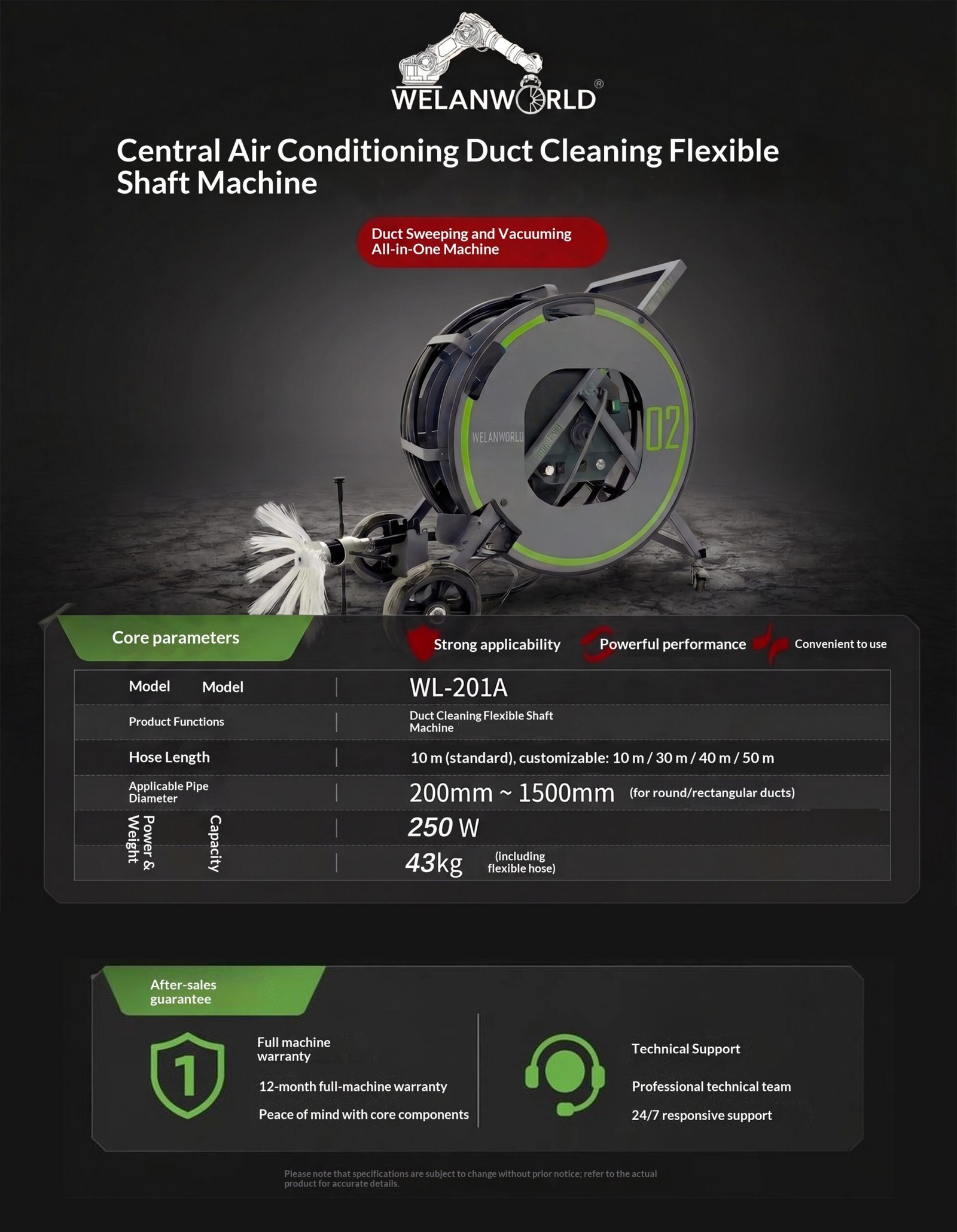 Rotary Brush Duct Cleaning Equipment Clean Circular and Rectangular Ducts Cleaning Machine - Image 9